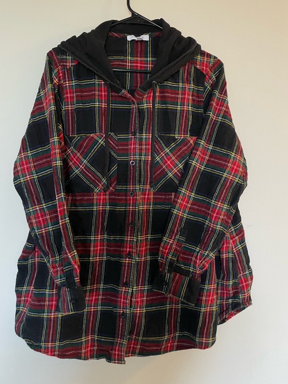 Utility Plaid Hooded Jacket - Black & Red